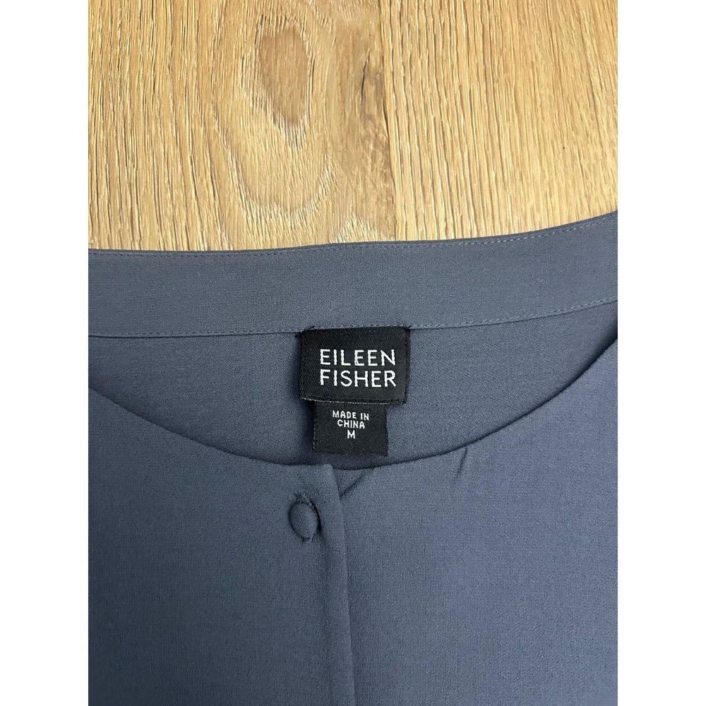 Eileen Fisher Silk 2 Piece Set Blouse Maxi Skirt Blue Gray M S office workwear - Picture 3 of 8
